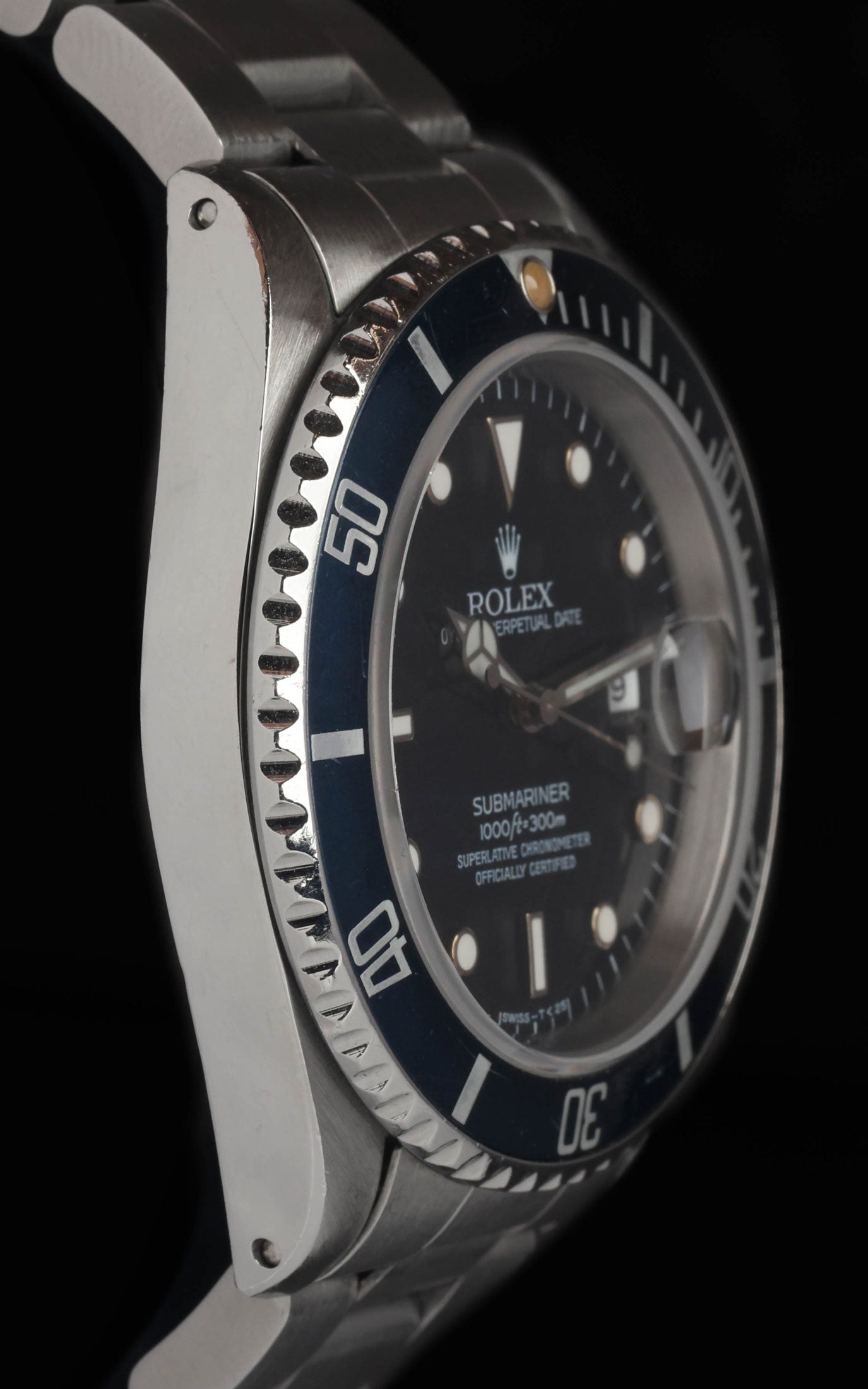Pre-owned vintage Rolex Submariner 16610 'Blue Ghost' 40mm 1990 Box and Papers | Crown Vintage Watches