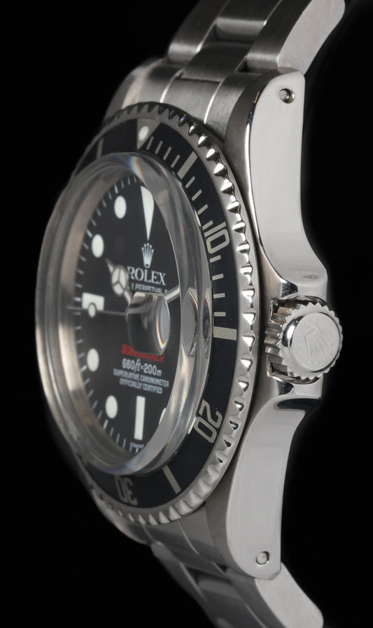 Pre-owned vintage Rolex Submariner 1680 'Red' 1972 lumivova service dial | Crown Vintage Watches