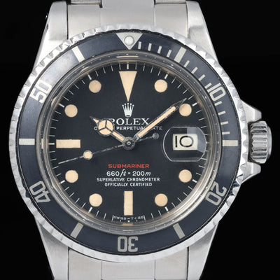 Pre-owned vintage Rolex Submariner 1680 ‘Red’ Mark 5 Dial 40mm 1972 | Crown Vintage Watches