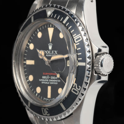 Pre-owned vintage Rolex Submariner 1680 ‘Red’ Mark 5 Dial 40mm 1972 | Crown Vintage Watches