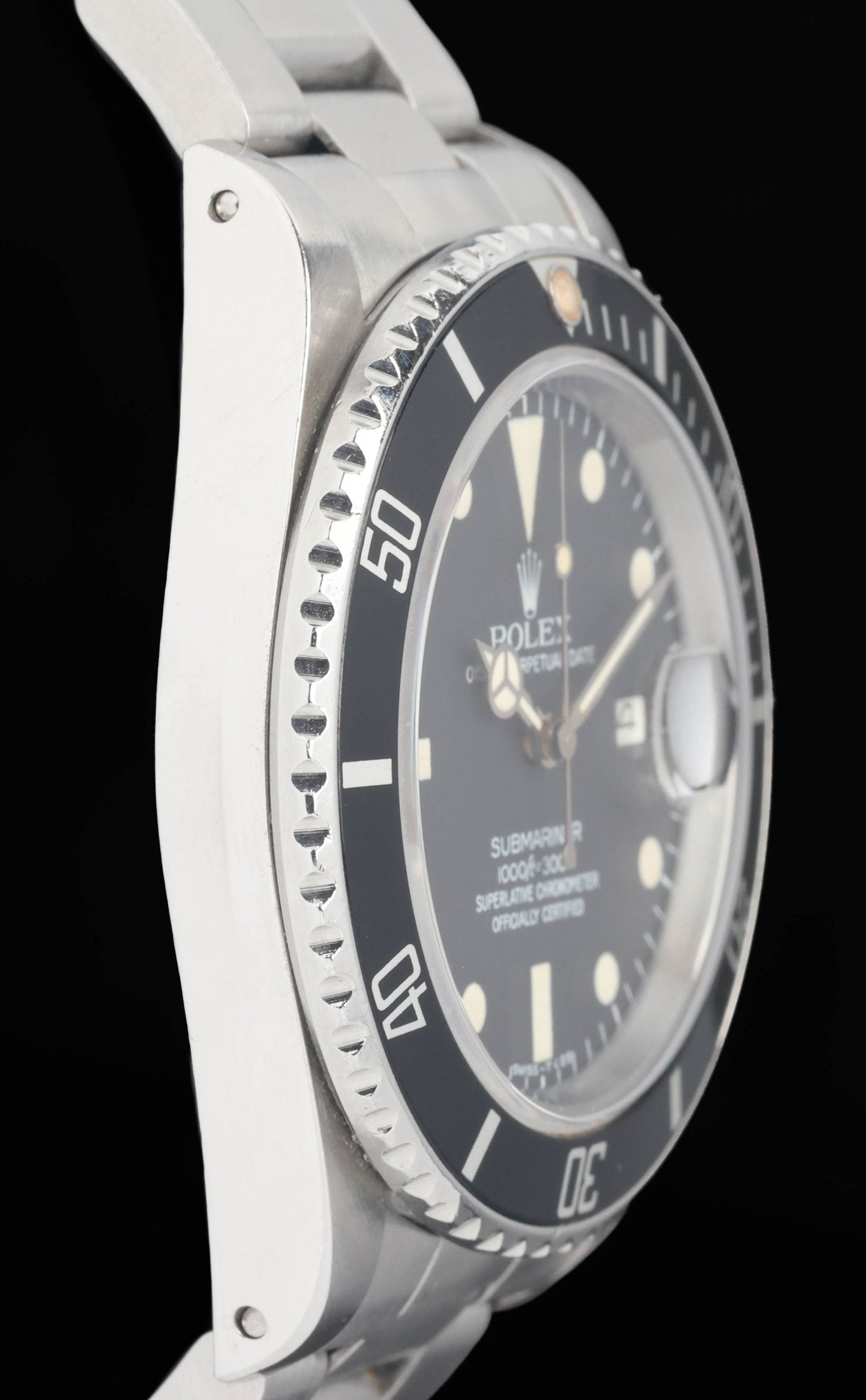 Preowned vintage Rolex Submariner 16800 'Pallettoni' 40MM 1984 | Crown Vintage Watches