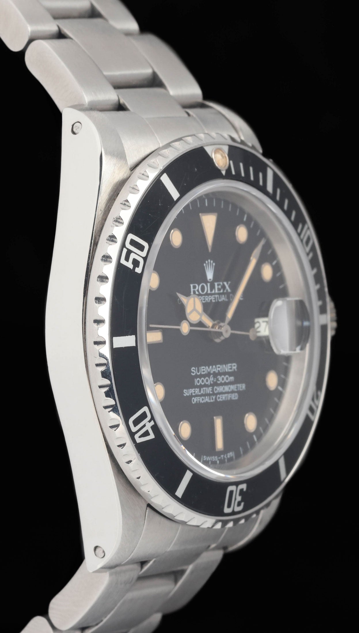 Preowned vintage Rolex Submariner 16800 'Pumpkin Dial' 40mm 1984 | Crown Vintage Watches