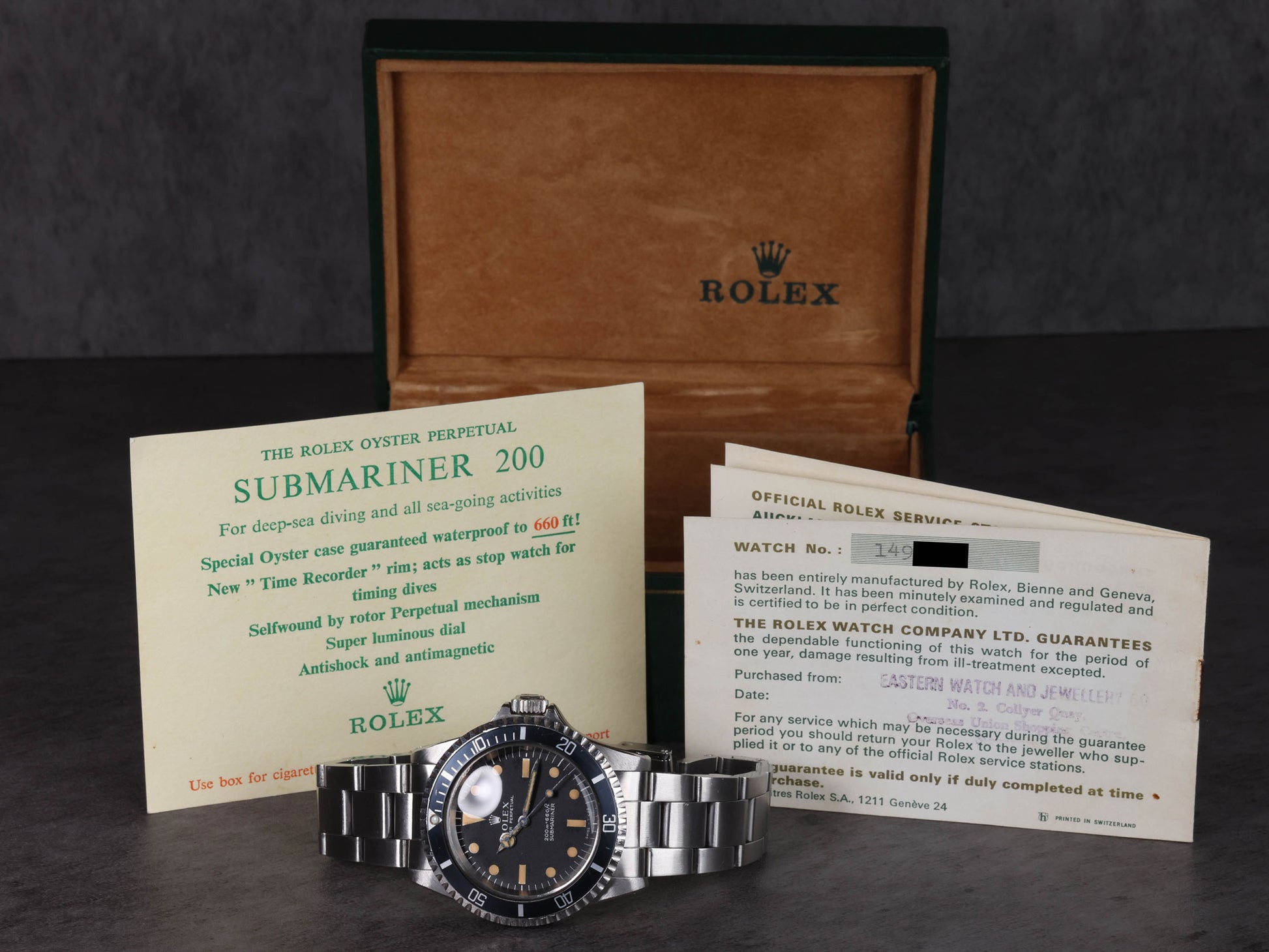 Pre-owned vintage Rolex Submariner 5513 'Zinc sulphide dial' 40MM 1966 Box & Papers | Crown Vintage Watches
