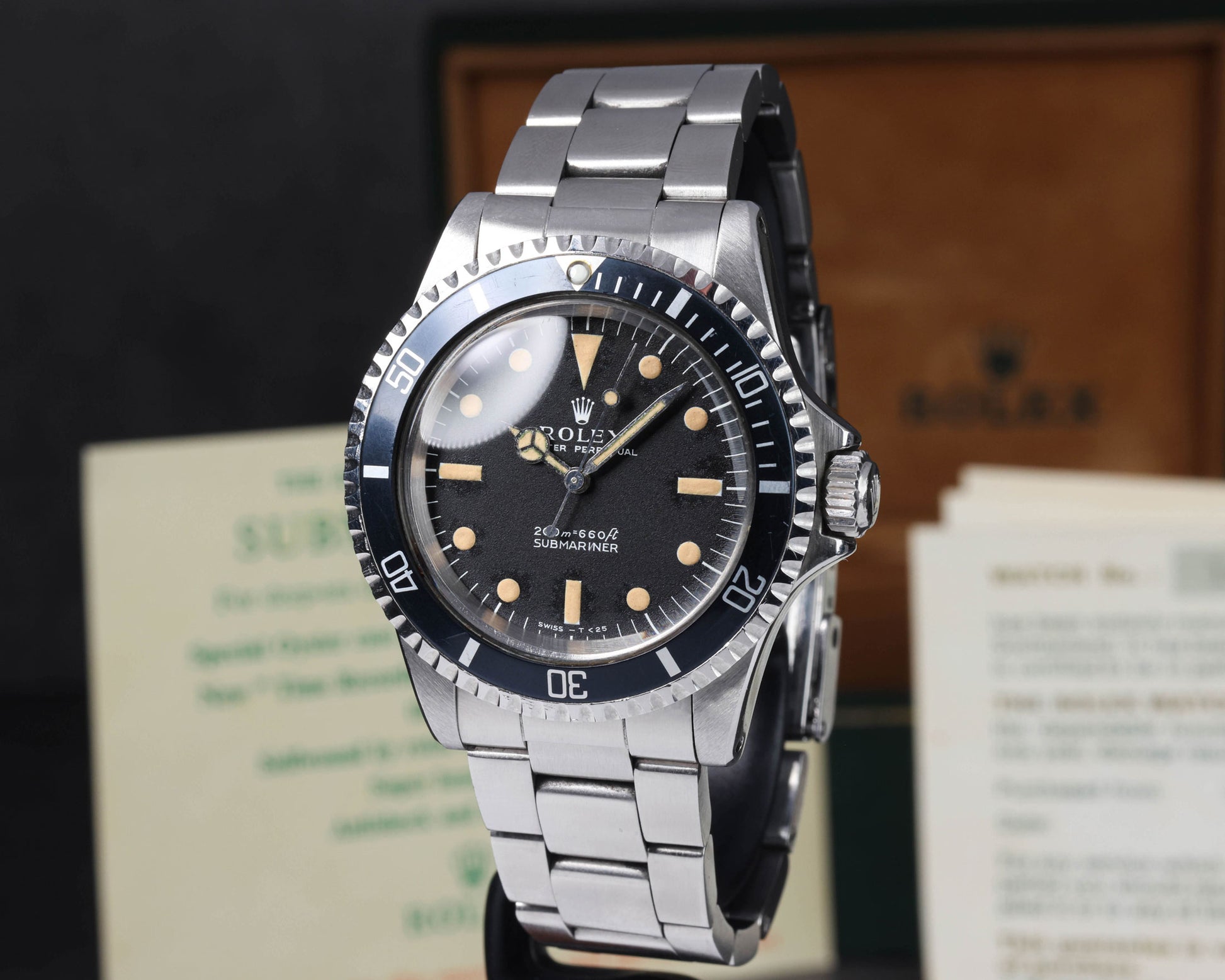 Pre-owned vintage Rolex Submariner 5513 'Zinc sulphide dial' 40MM 1966 Box & Papers | Crown Vintage Watches