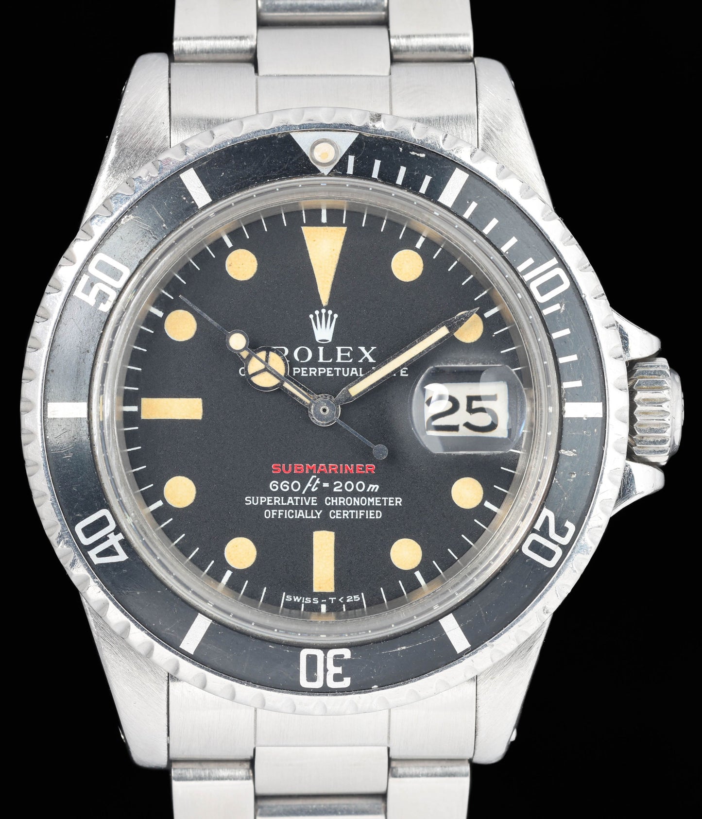Preowned vintage Rolex Submariner Date 1680 MK4 'Red' 40mm 1970 Box & Papers | Crown Vintage Watches