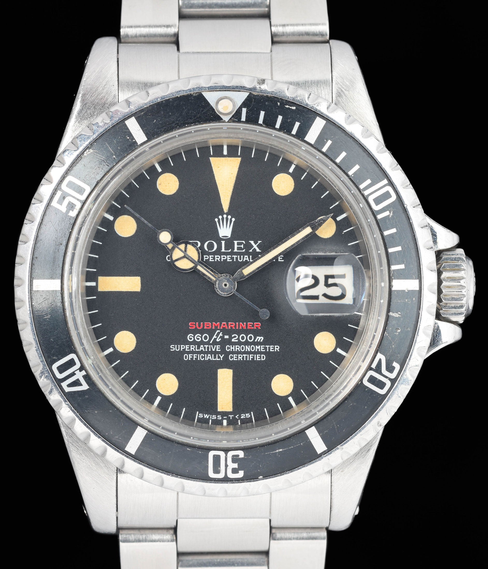 Preowned vintage Rolex Submariner Date 1680 MK4 'Red' 40mm 1970 Box & Papers | Crown Vintage Watches