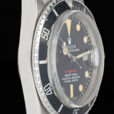 Preowned vintage Rolex Submariner Date 1680 MK4 'Red' 40mm 1970 Box & Papers | Crown Vintage Watches