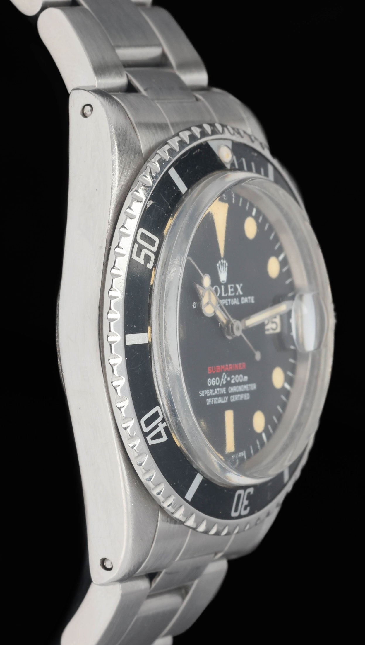 Preowned vintage Rolex Submariner Date 1680 MK4 'Red' 40mm 1970 Box & Papers | Crown Vintage Watches