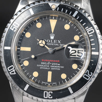 Preowned vintage Rolex Submariner Date 1680 MK4 'Red' 40mm 1970 Box & Papers | Crown Vintage Watches