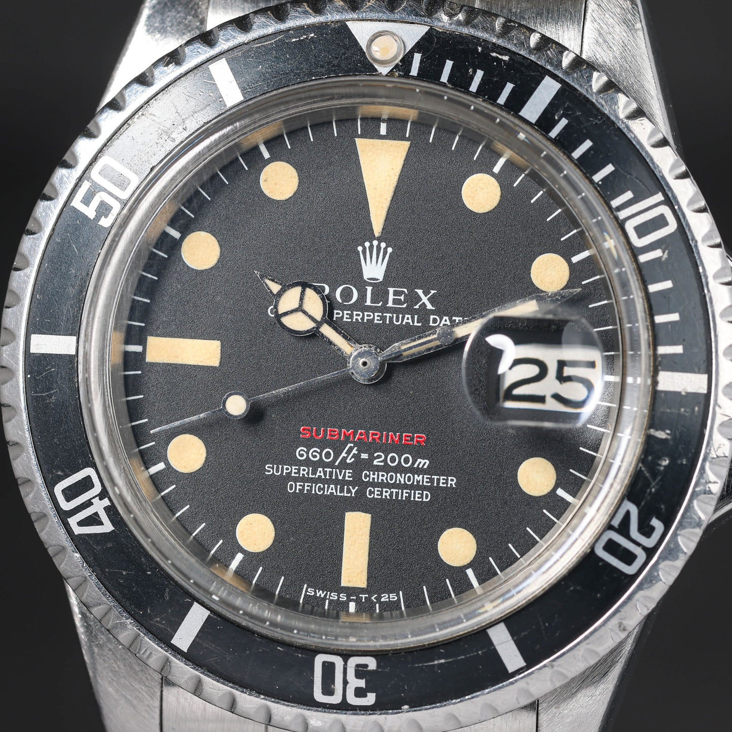 Preowned vintage Rolex Submariner Date 1680 MK4 'Red' 40mm 1970 Box & Papers | Crown Vintage Watches