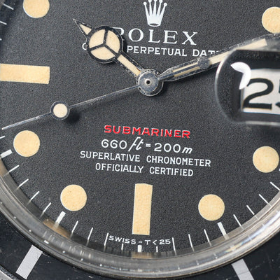 Preowned vintage Rolex Submariner Date 1680 MK4 'Red' 40mm 1970 Box & Papers | Crown Vintage Watches
