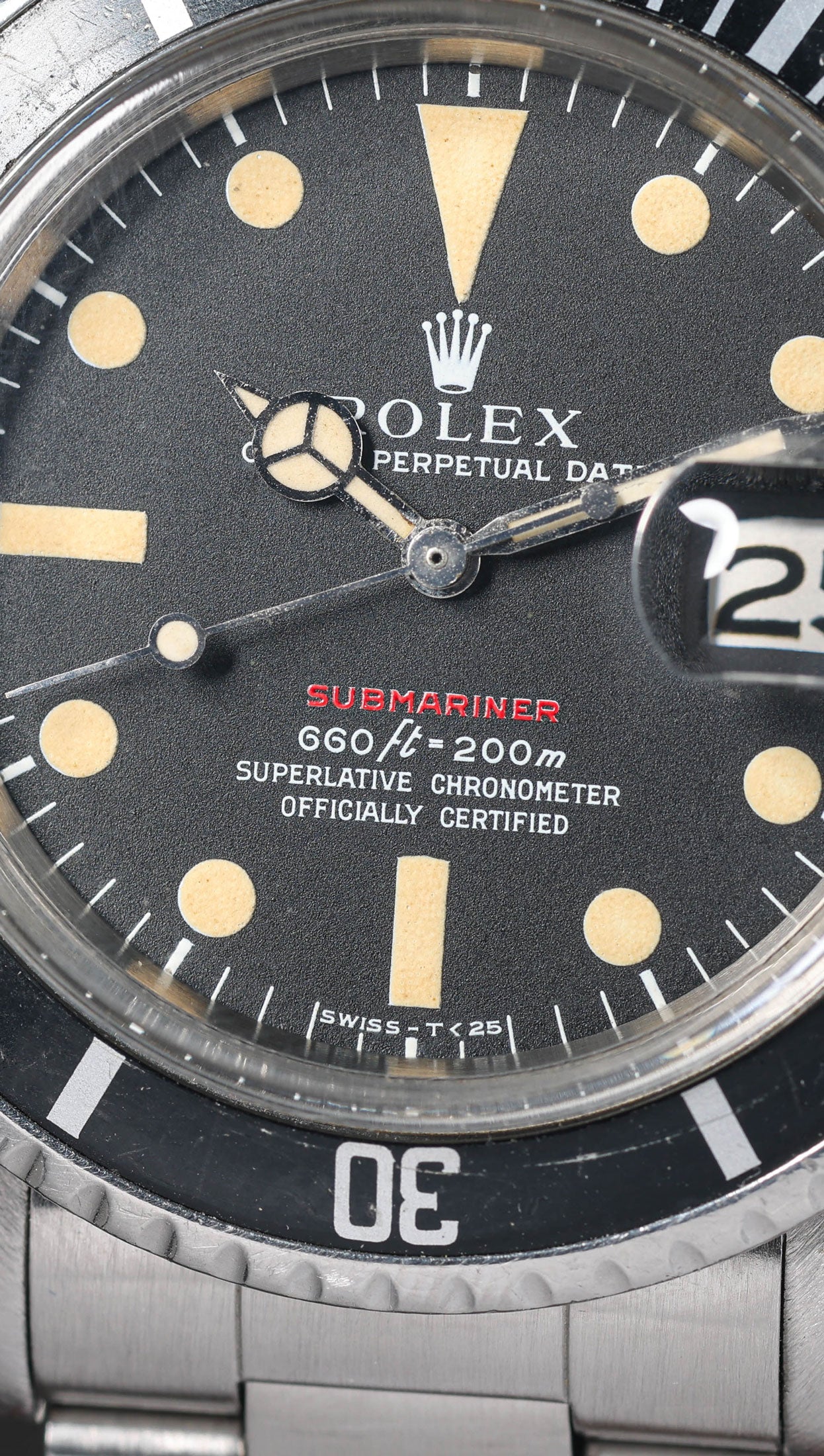 Preowned vintage Rolex Submariner Date 1680 MK4 'Red' 40mm 1970 Box & Papers | Crown Vintage Watches