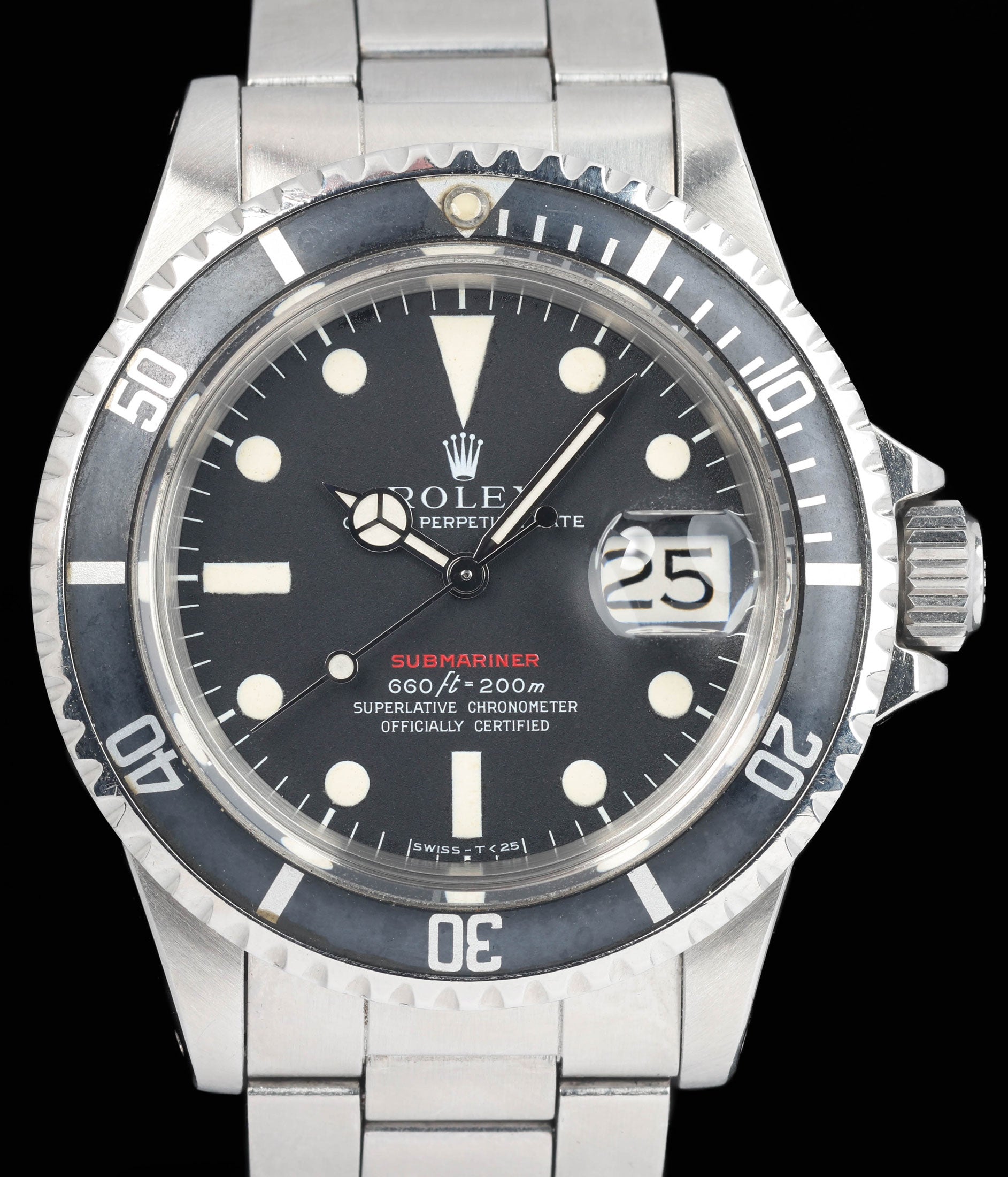 Preowned vintage Rolex Submariner Date 1680 MK4 'Red' 40mm 1971 | Crown Vintage Watches