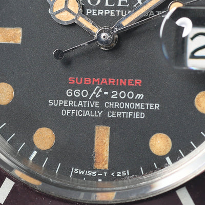 Preowned vintage Rolex Submariner Date 1680 MK4 'Red' Pumpkin Patina 40mm 1971  | Crown Vintage Watches