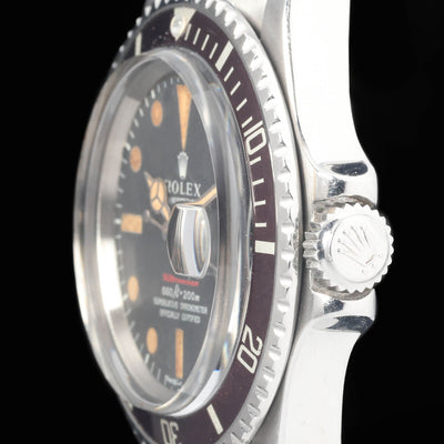Preowned vintage Rolex Submariner Date 1680 MK4 'Red' Pumpkin Patina 40mm 1971  | Crown Vintage Watches
