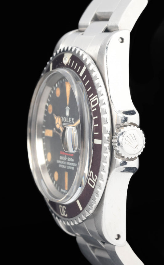 Preowned vintage Rolex Submariner Date 1680 MK4 'Red' Pumpkin Patina 40mm 1971  | Crown Vintage Watches