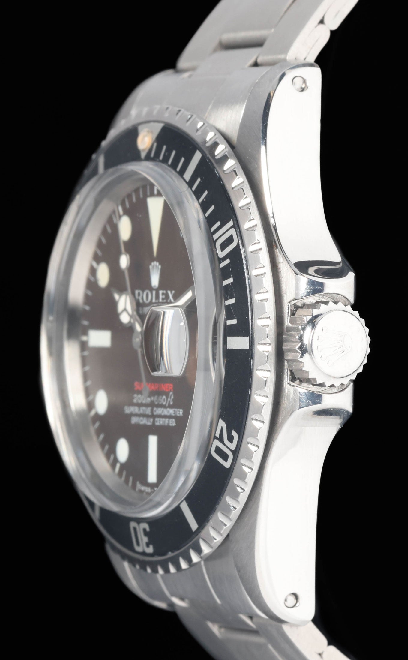 Preowned vintage Rolex Submariner Date 1680 'Red' MK2 Tropical Meters First 40mm 1970  | Crown Vintage Watches