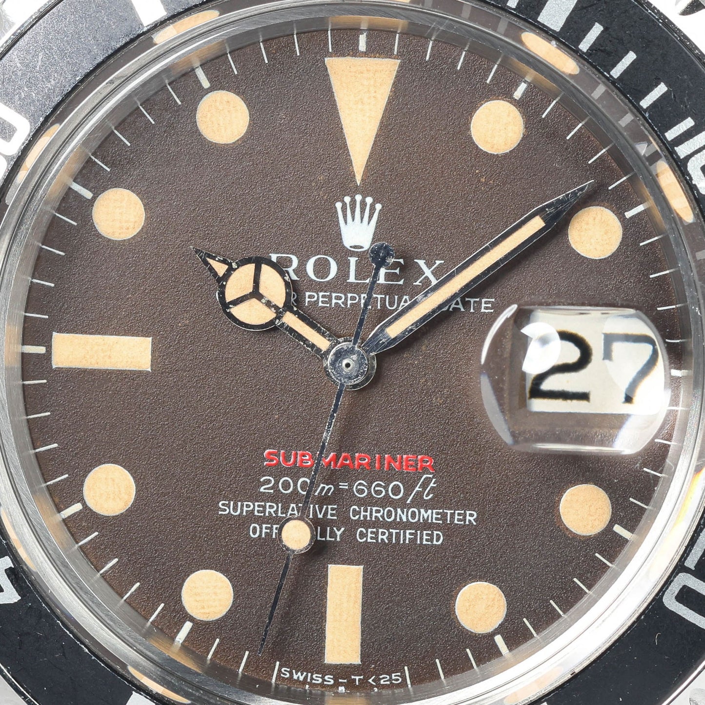 Preowned vintage Rolex Submariner Date 1680 'Red' MK2 Tropical Meters First 40mm 1970  | Crown Vintage Watches