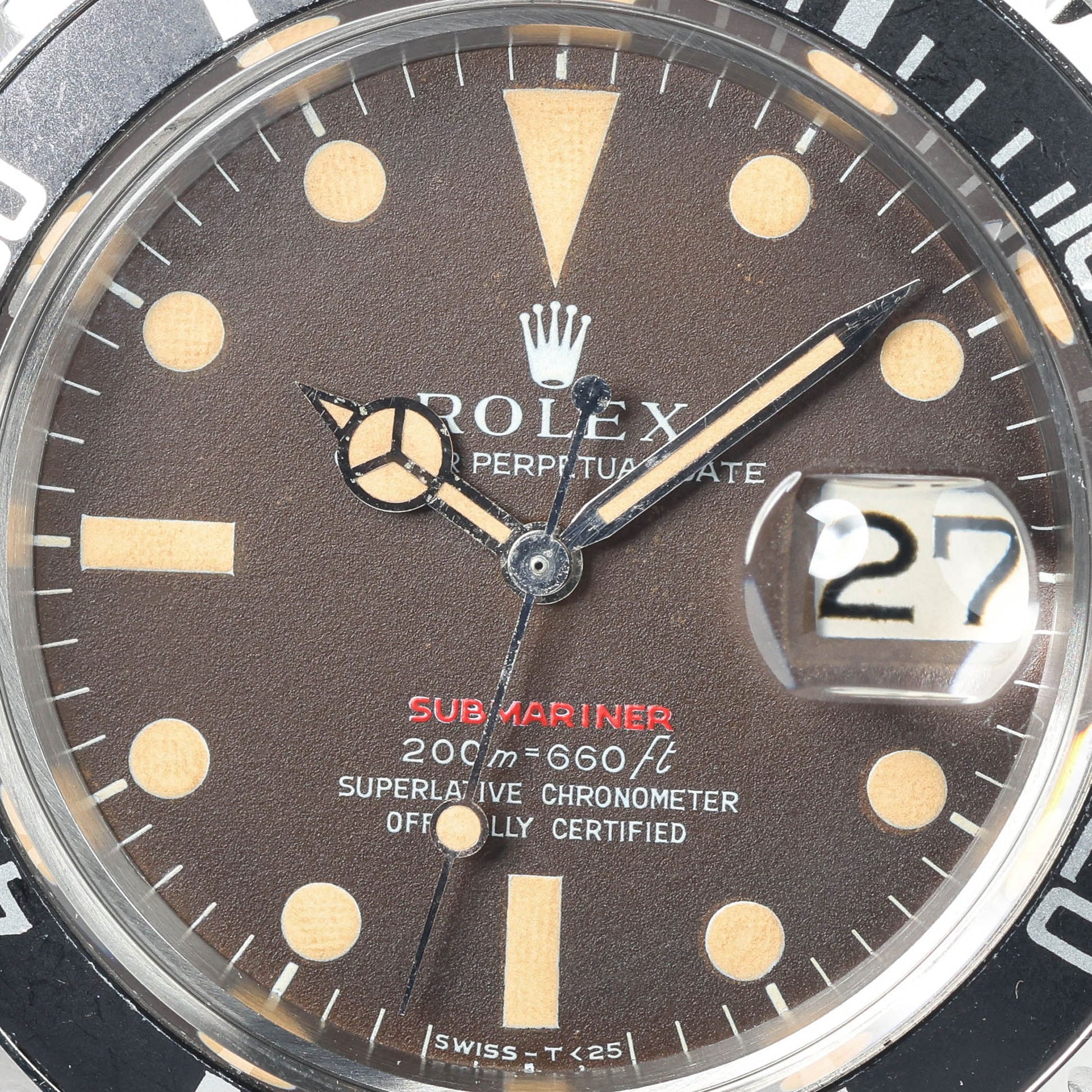 Preowned vintage Rolex Submariner Date 1680 'Red' MK2 Tropical Meters First 40mm 1970  | Crown Vintage Watches