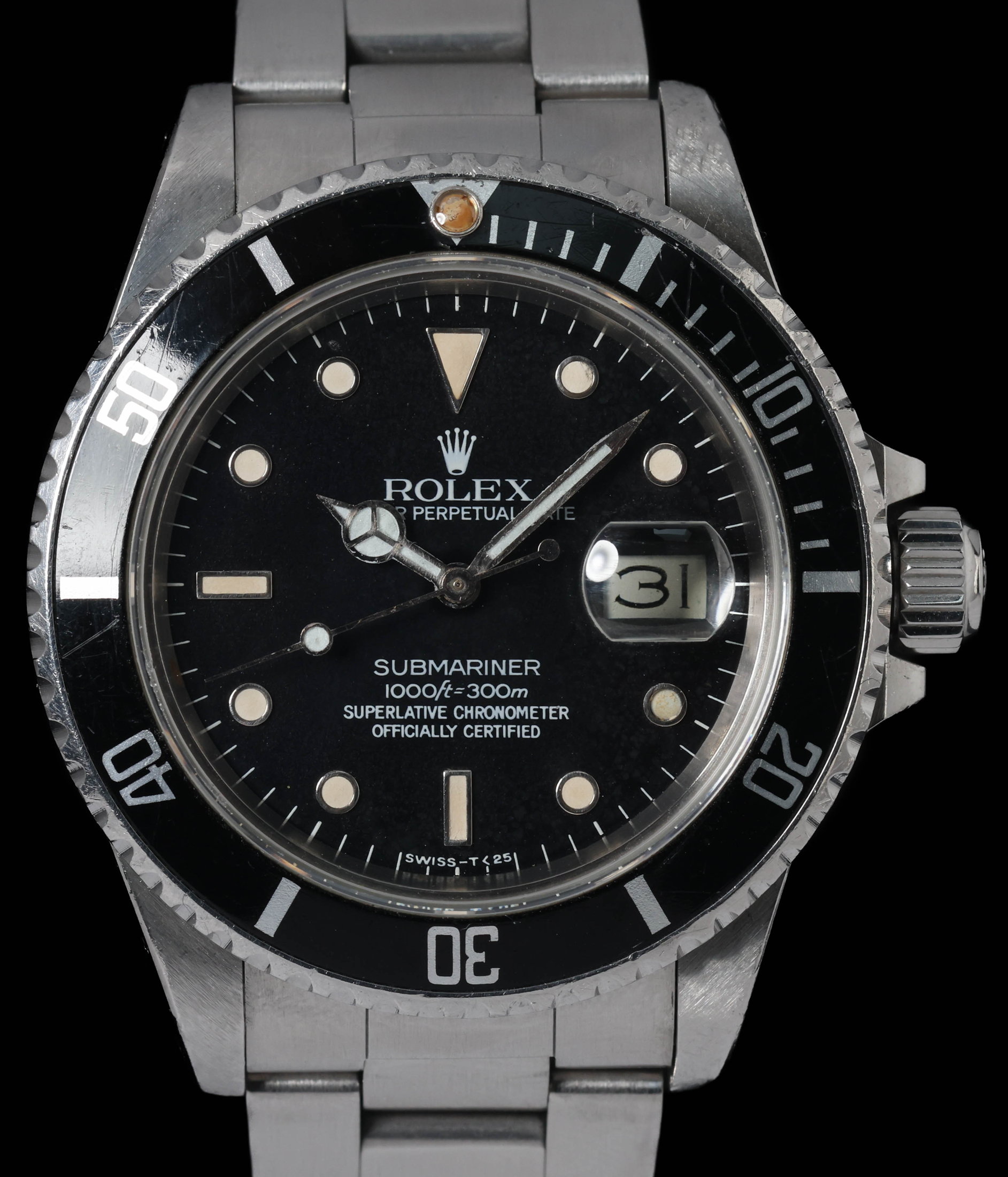 Pre-owned vintage Rolex Submariner Date 16800 'Stardust Dial' 40mm 1985 | Crown Vintage Watches