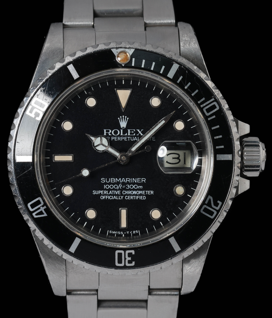 Pre-owned vintage Rolex Submariner Date 16800 'Stardust Dial' 40mm 1985 | Crown Vintage Watches