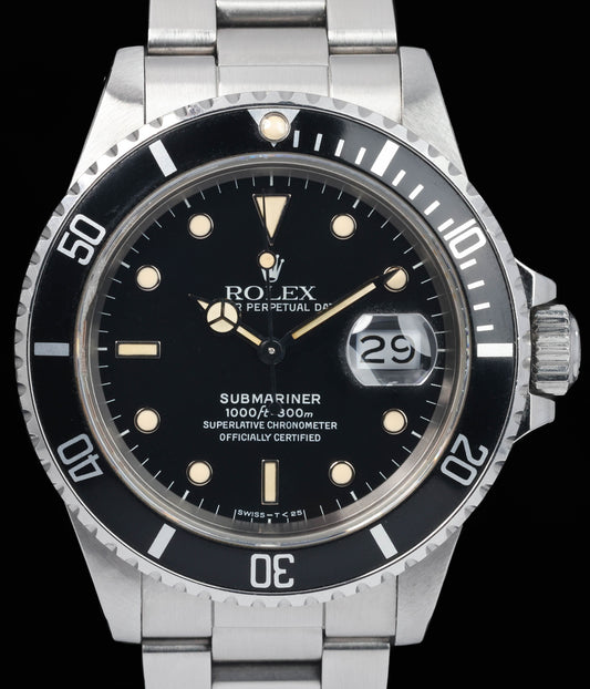 Pre-owned vintage Rolex Submariner Date 168000 40MM 1987 Watch & Box | Crown Vintage Watches