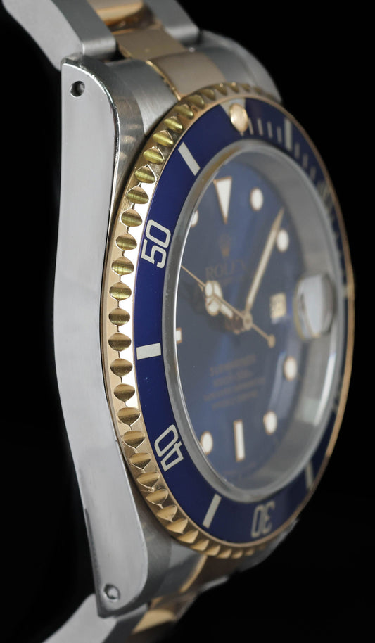Pre-owned vintage Rolex Submariner Date Two-Tone 16613LB 40MM 1997 Box & Paper | Crown Vintage Watches