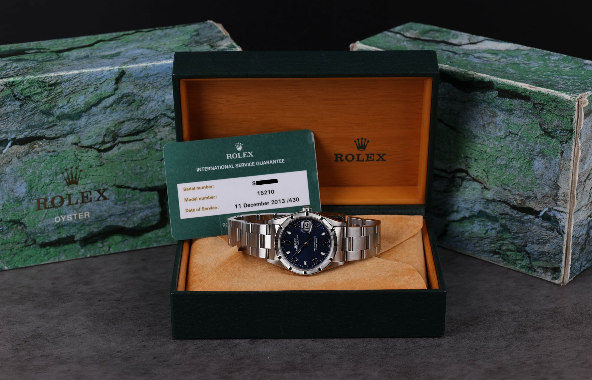 Rolex Oyster Perpetual Date 15210 Blue Dial 34MM 1993 | Box & RSC Card | Crown Vintage Watches