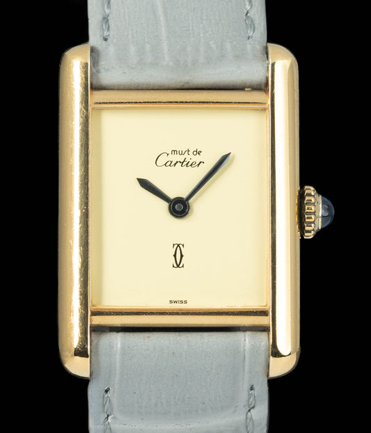 Preowned vintage Cartier Tank Must ‘Vermeil’ Blank Ivory Dial 1613 20x28mm Circa 1990s | Crown Vintage Watches