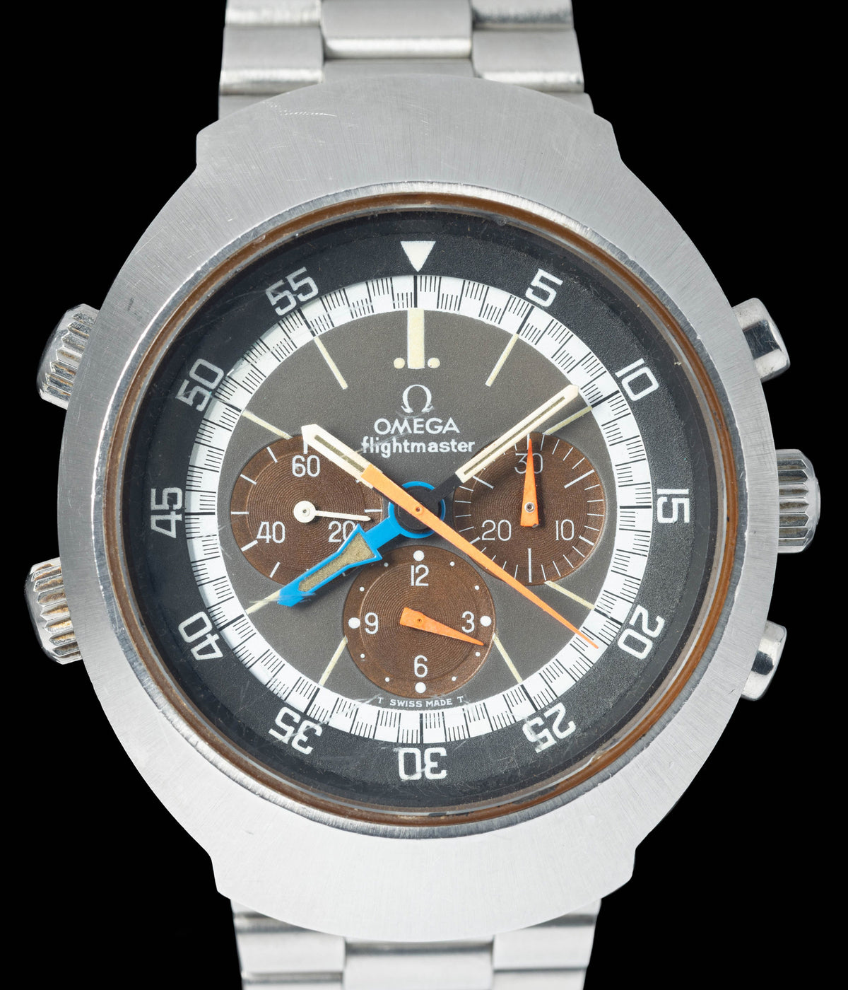 Preowned vintage Omega Flightmaster 145.026 'Tropical' 44mm Circa 1970s | Crown Vintage Watches