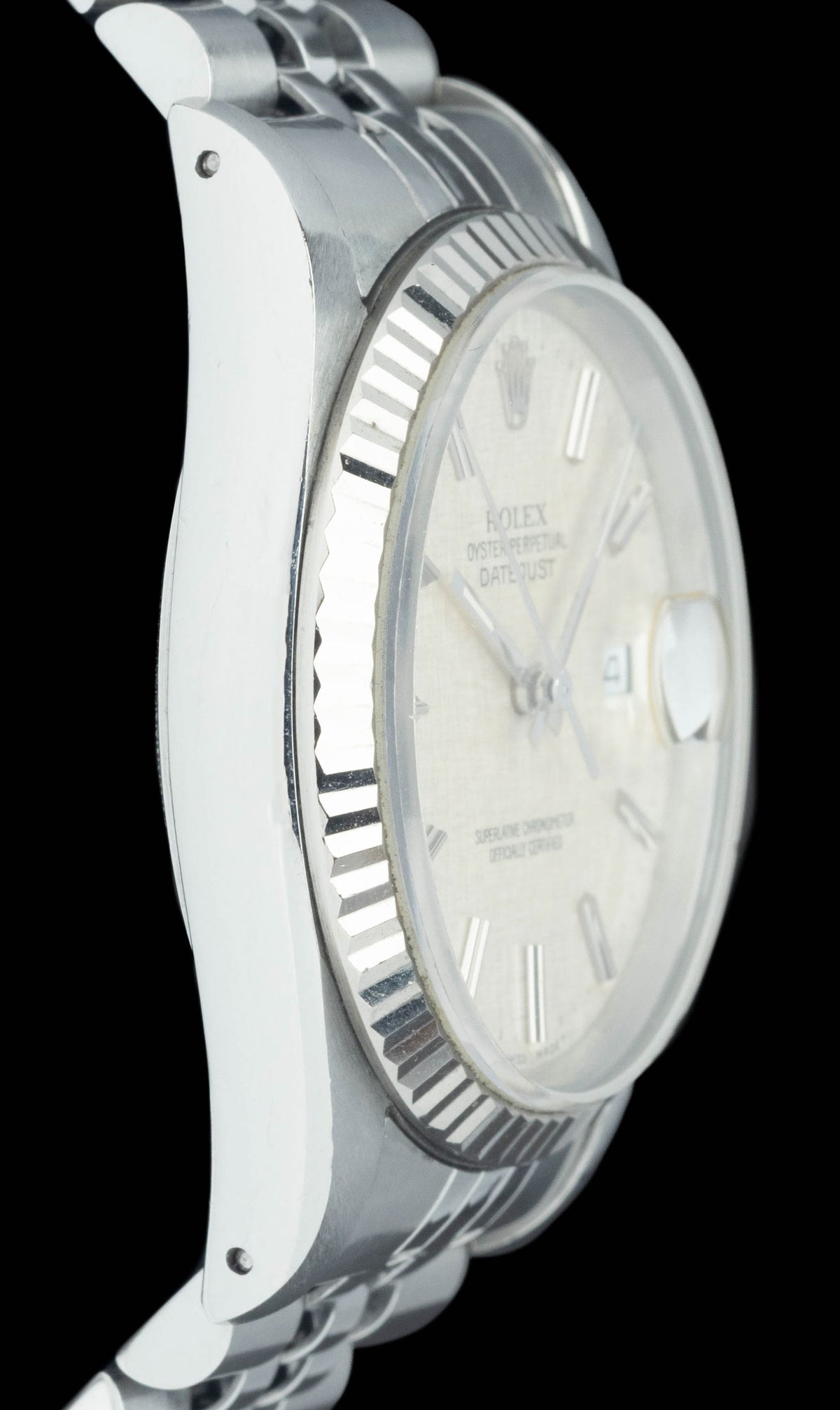 Preowned vintage Rolex Datejust 16234 'Linen Dial' 36mm Circa 1990 | Crown Vintage Watches