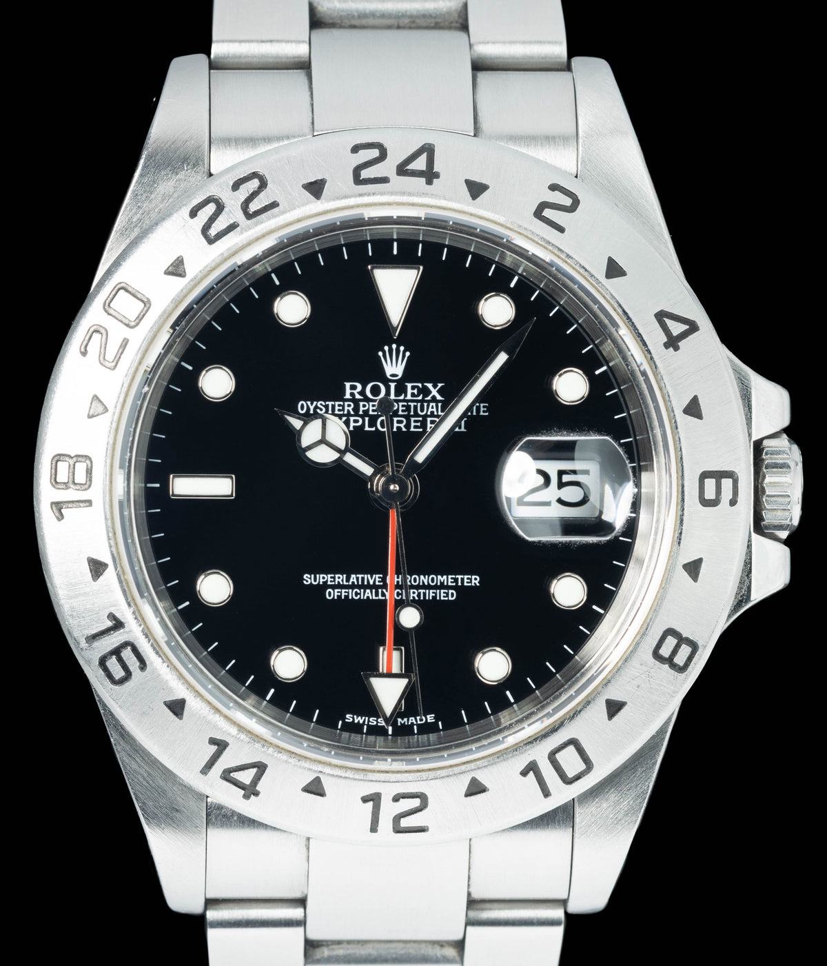 Preowned vintage Rolex Explorer II 16570 Black 40MM 1996 | Crown Vintage Watches